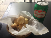 Pao de Queijo, or cheese bread was made with tapioca flour and had a chewy center is a common snack on the go. Guaraná, a tropical fruit that has caffeinated seeds, is used in this local soda (that tastes a lot like Red Bull).