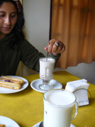 Luiza taking a break from the farm for some sweet treats in town, 2014.